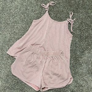 Pink seersucker juniors pajamas